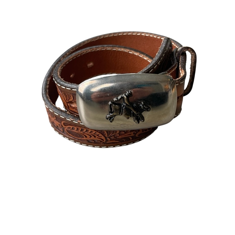DDD 3-D Rodeo Tooled Belt Kids Size 22 Brown Full Cowhide Riding Equestrian